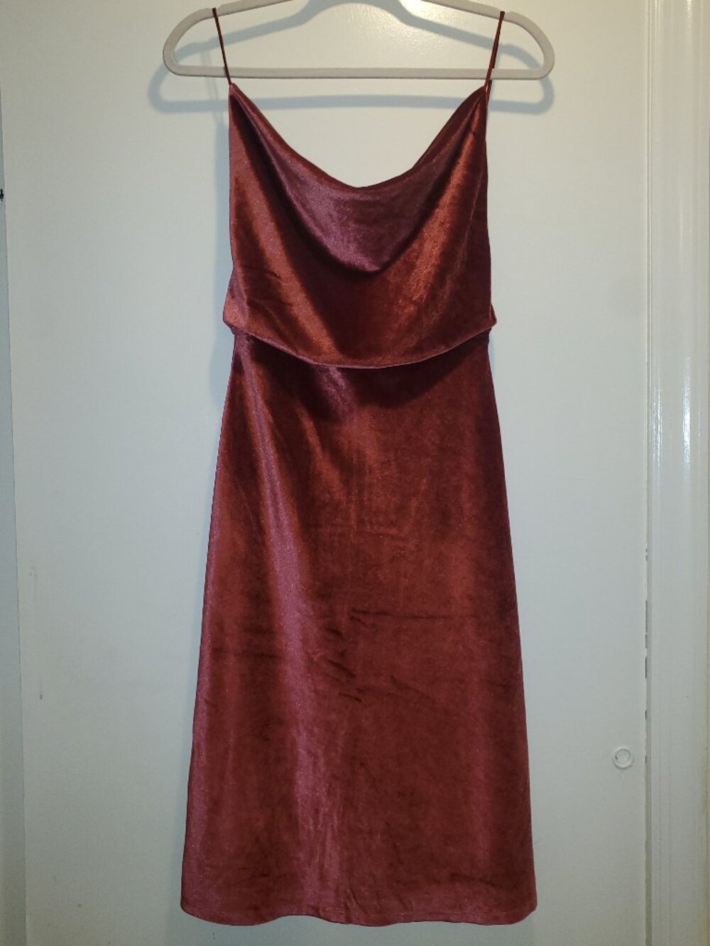 Abercrombie & Fitch Burgundy Velvet Cowl Neck Midi Dress XXS New